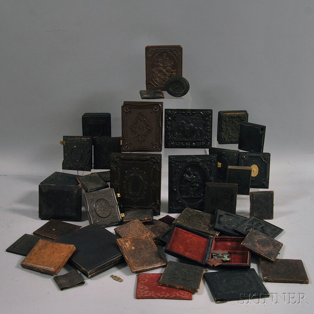 Appraisal: Collection of Assorted Thermoplastic and Pressed Leather paper Photographic Cases