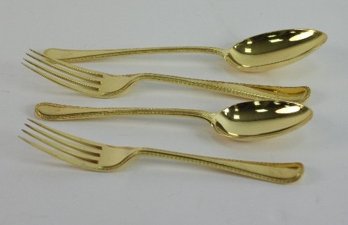 Appraisal: A gilt plated table service Elkington and Co comprising twelve