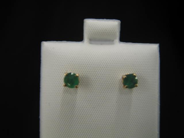 Appraisal: Emerald Stud Earrings round gems totaling carat in k yellow