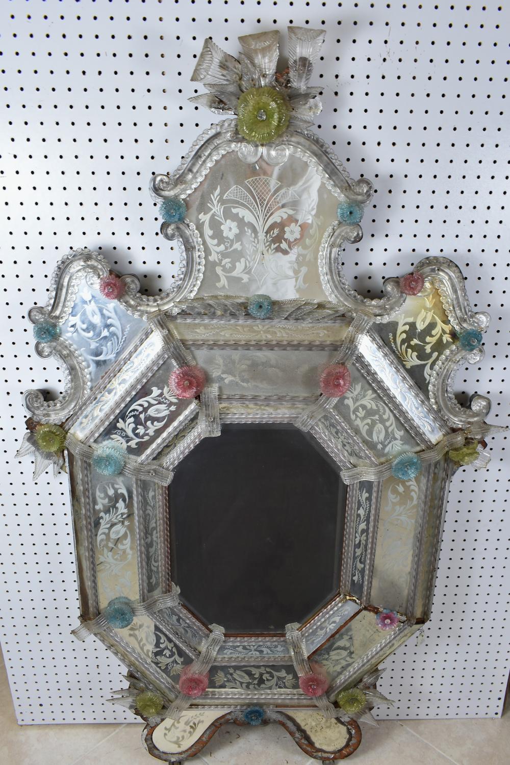 Appraisal: LARGE VENETIAN MIRROR-FRAMED MIRRORCirca The octagonal mirror plate centered by