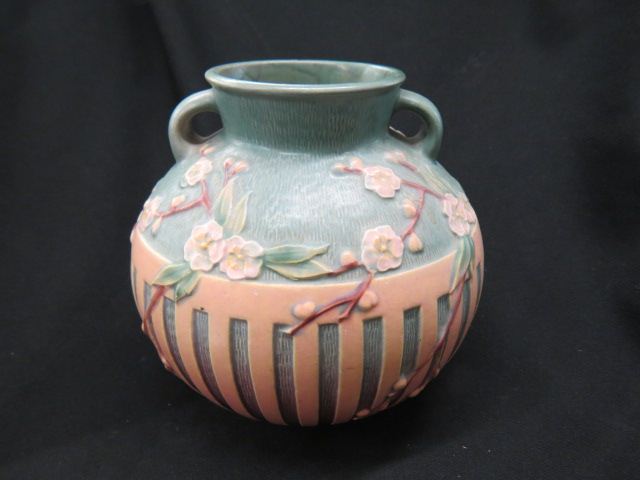 Appraisal: Roseville Pottery Cherry Blossom Vase urn shape original label excellent