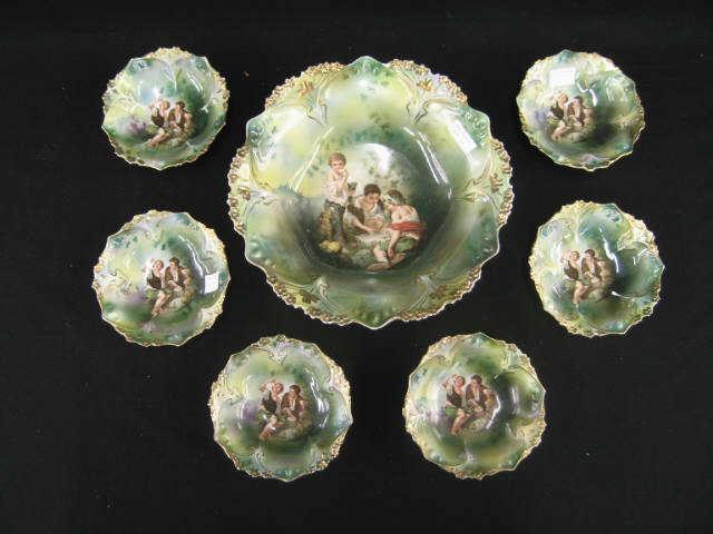 Appraisal: R S Prussia Portrait Porcelain Berry Set Melon Eaters and