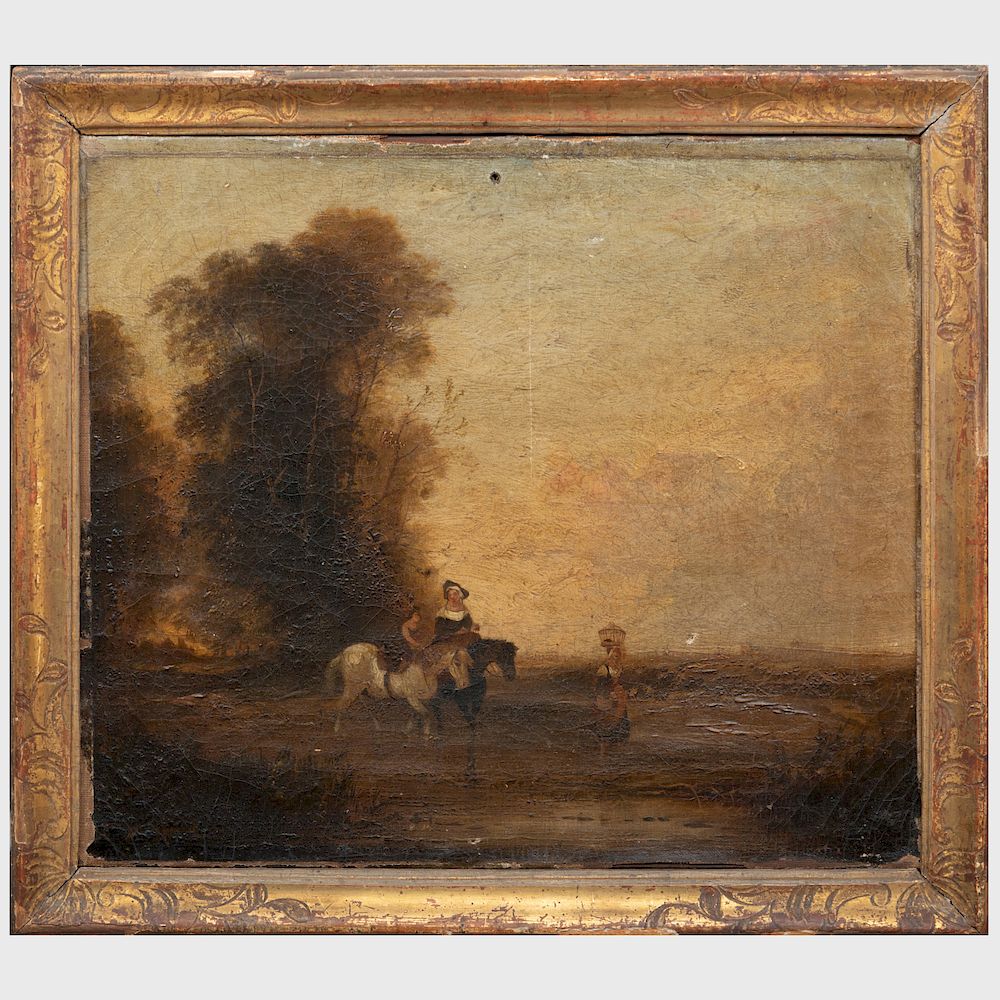 Appraisal: Dutch School Travelers on Horseback Oil on canvas unsigned x