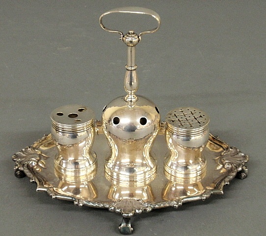 Appraisal: - Sterling silver Colonial style inkstand inscribed verso Replica of