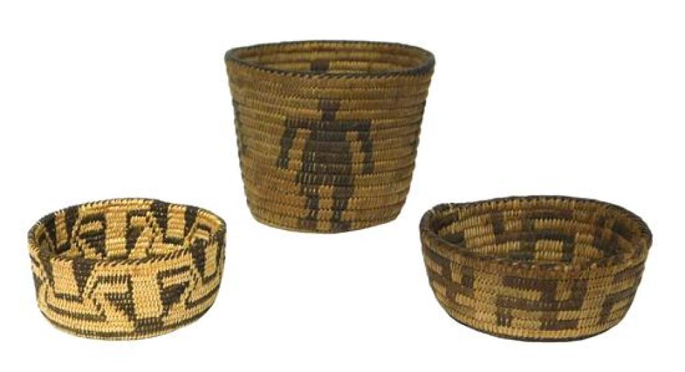 Appraisal: TRIBAL Three Native American woven vessels Pima Tribe Arizona late