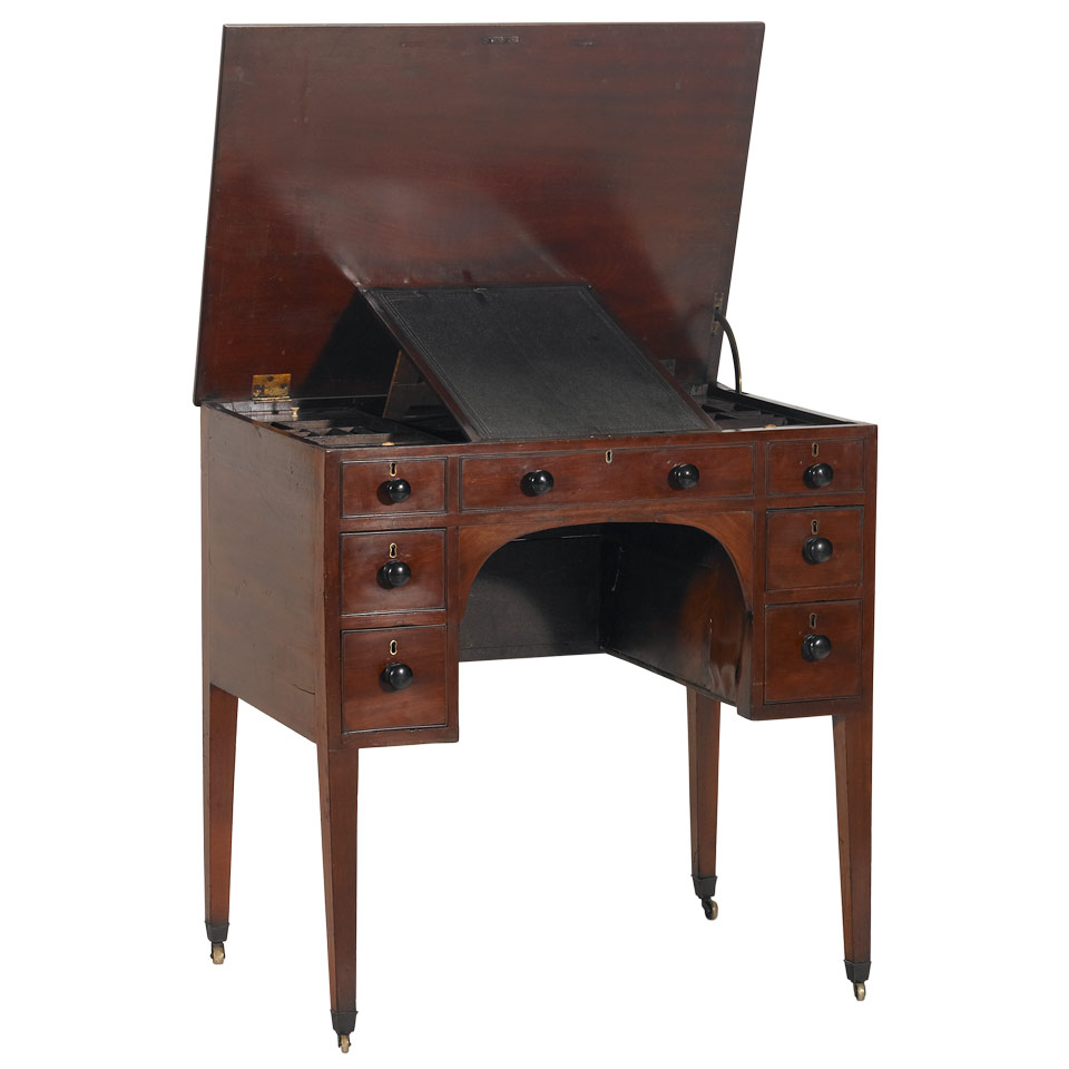 Appraisal: George III Mahogany Lift-Top Dressing Table with fitted interior early