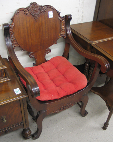 Appraisal: LATE VICTORIAN MAHOGANY ARMCHAIR American c curule x-frame design with