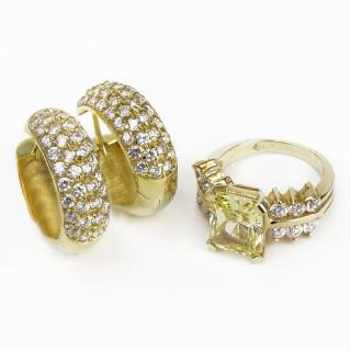 Appraisal: Karat Yellow Gold and CZ Ring together with Karat Yellow