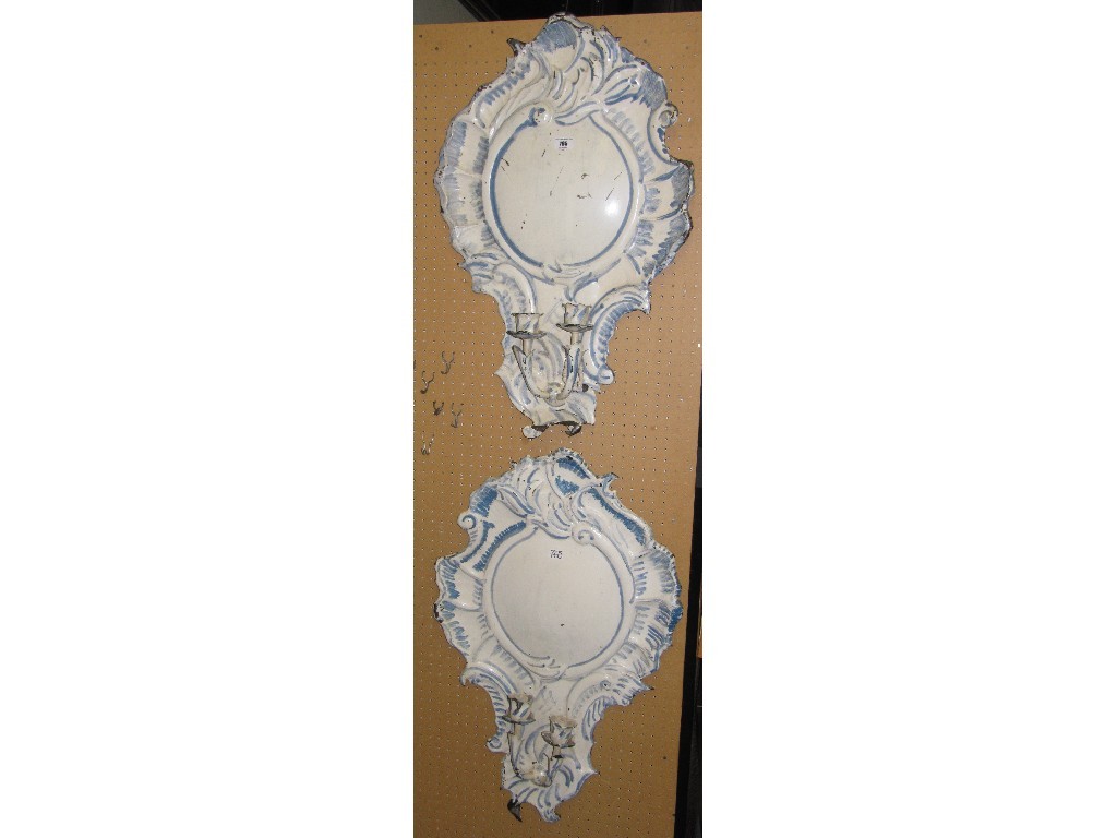 Appraisal: Pair of Norwegian painted metal wall sconces