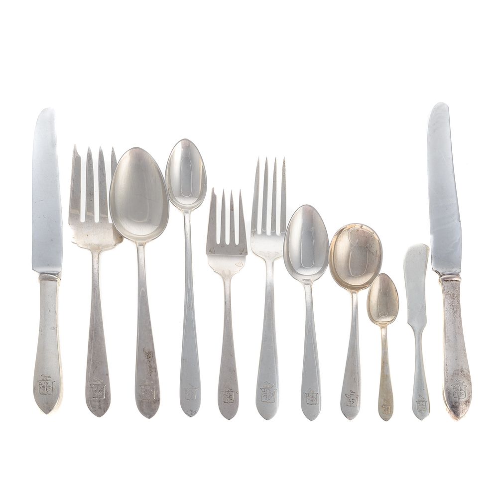 Appraisal: S Kirk Son Sterling Armorial Flatware Service Plain pattern each