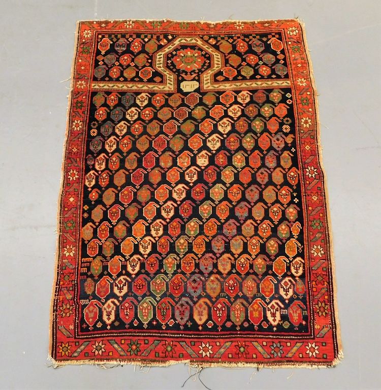 Appraisal: Caucasian Mirab Keyhole Prayer Rug Caucuses th Century Repeating red