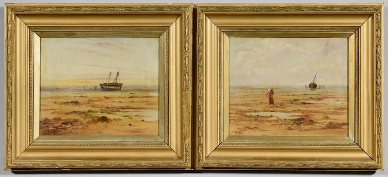 Appraisal: Pair English Coastal Seascape Scenes Pair of English School oil