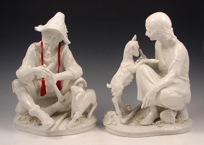 Appraisal: LARGE PAIR DRESDEN PORCELAIN FIGURES Elder man and woman with