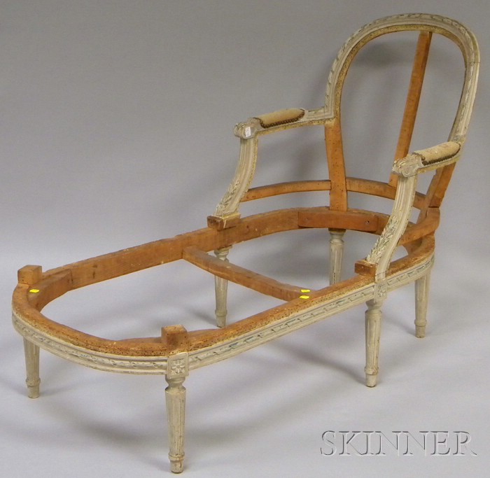 Appraisal: Youth's Louis XVI Style Carved and Painted Wooden Chaise Longue