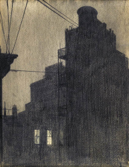 Appraisal: MARTIN LEWIS Night Windows Pencil on cream wove paper circa