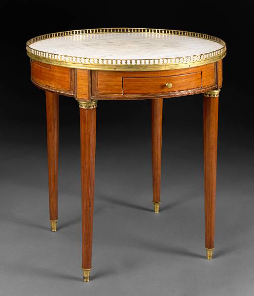 Appraisal: A Directoire gilt bronze mounted walnut bouillotte table circa height