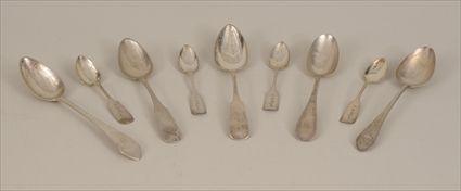 Appraisal: Assorted American and English Silver Spoons Including four Georgian soup