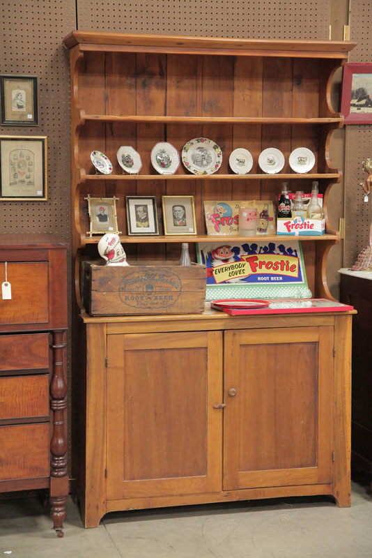 Appraisal: PEWTER CUPBOARD Pine having an open top with three shelves