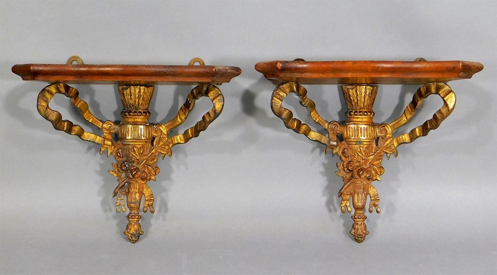 Appraisal: PR C French Neoclassical Gilt Bronze Shelves France Circa Neoclassical