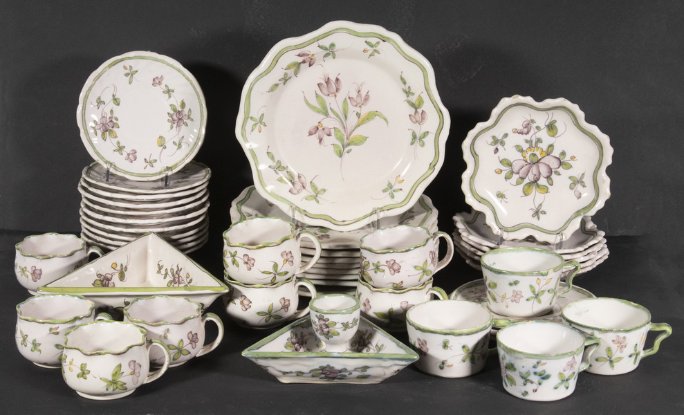 Appraisal: PCS FRENCH FAIENCE DISHES Piece Lot of Floral Pattern French