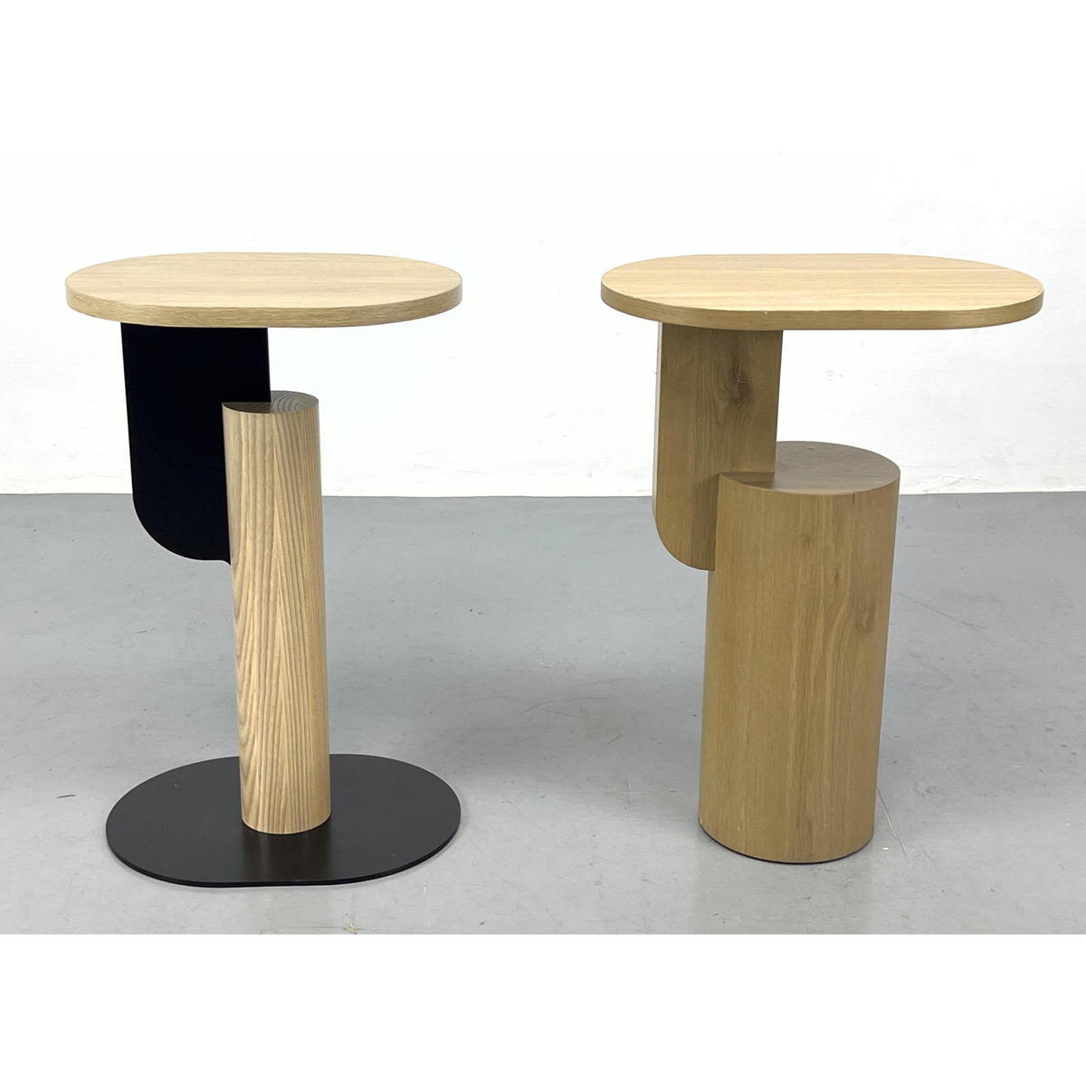 Appraisal: Memphis Style Side Tables Cantilever Oak and oak and steel