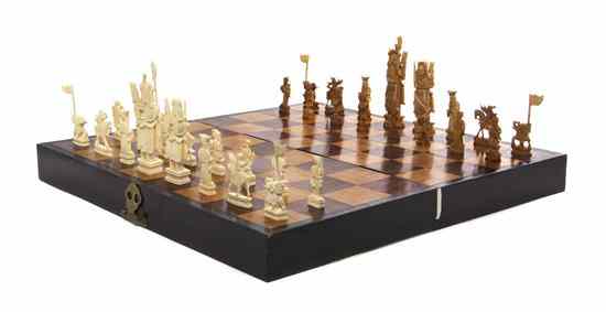 Appraisal: A Chinese Ivory Chess Set comprising natural white colored pieces