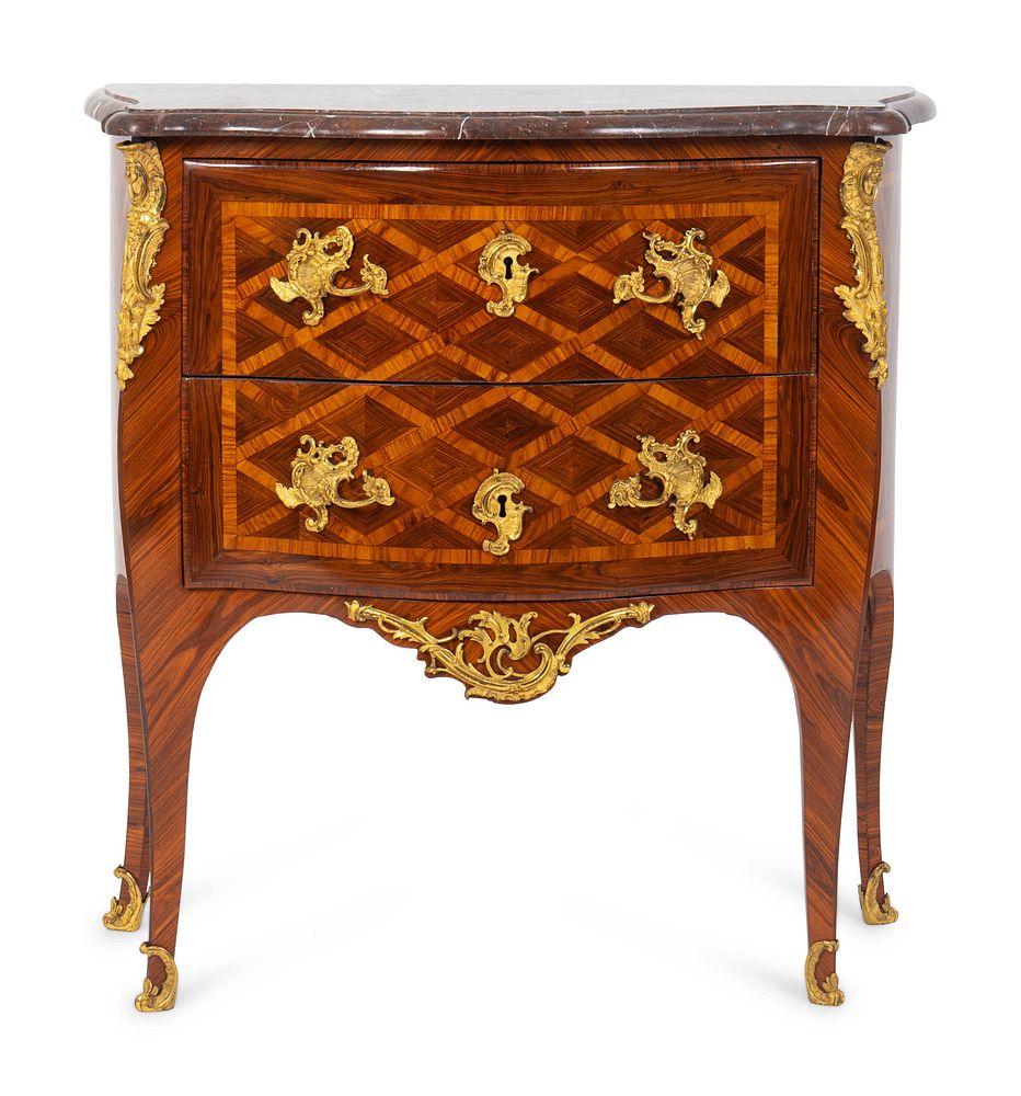 Appraisal: A Louis XV Gilt-Bronze-Mounted Marquetry Petit Commode Height x length