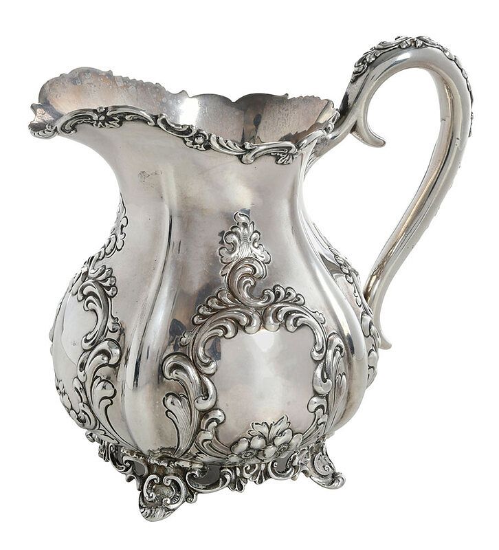 Appraisal: Sterling Water Pitcher American th century scroll decoration border and