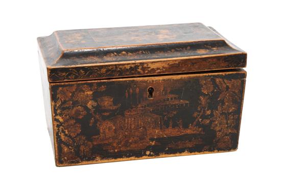 Appraisal: Sale Lot A Chinese Lacquered Wood Tea Caddy Height x