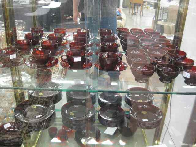 Appraisal: pcs ''Royal Ruby'' Anchor Glassware includes cups sauces dessert dishes