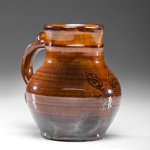 Appraisal: Winchcombe Pitcher with Torches ca - Earthenware ht wd dp