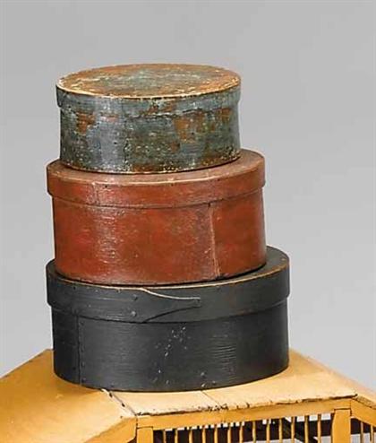 Appraisal: Three painted pantry boxes th century The largest painted dark