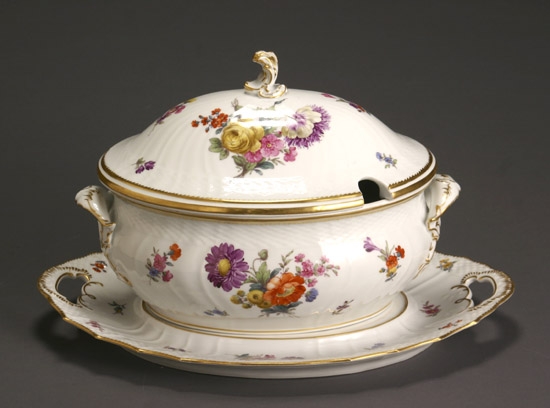 Appraisal: Royal Copenhagen 'Saxon Flower' Oval Covered Tureen and Undertray Late