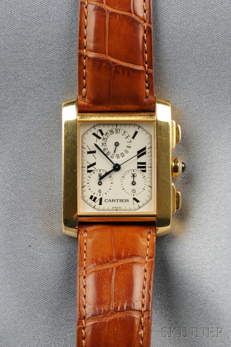 Appraisal: kt Gold Tank Francaise Chronograph Wristwatch Cartier the white dial