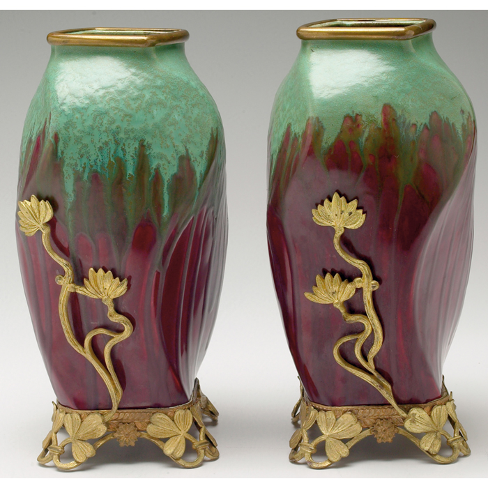 Appraisal: W S and S vases pair twisted shape under a