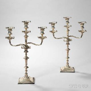 Appraisal: Pair of George V Sterling Silver Convertible Three-light Candelabra London