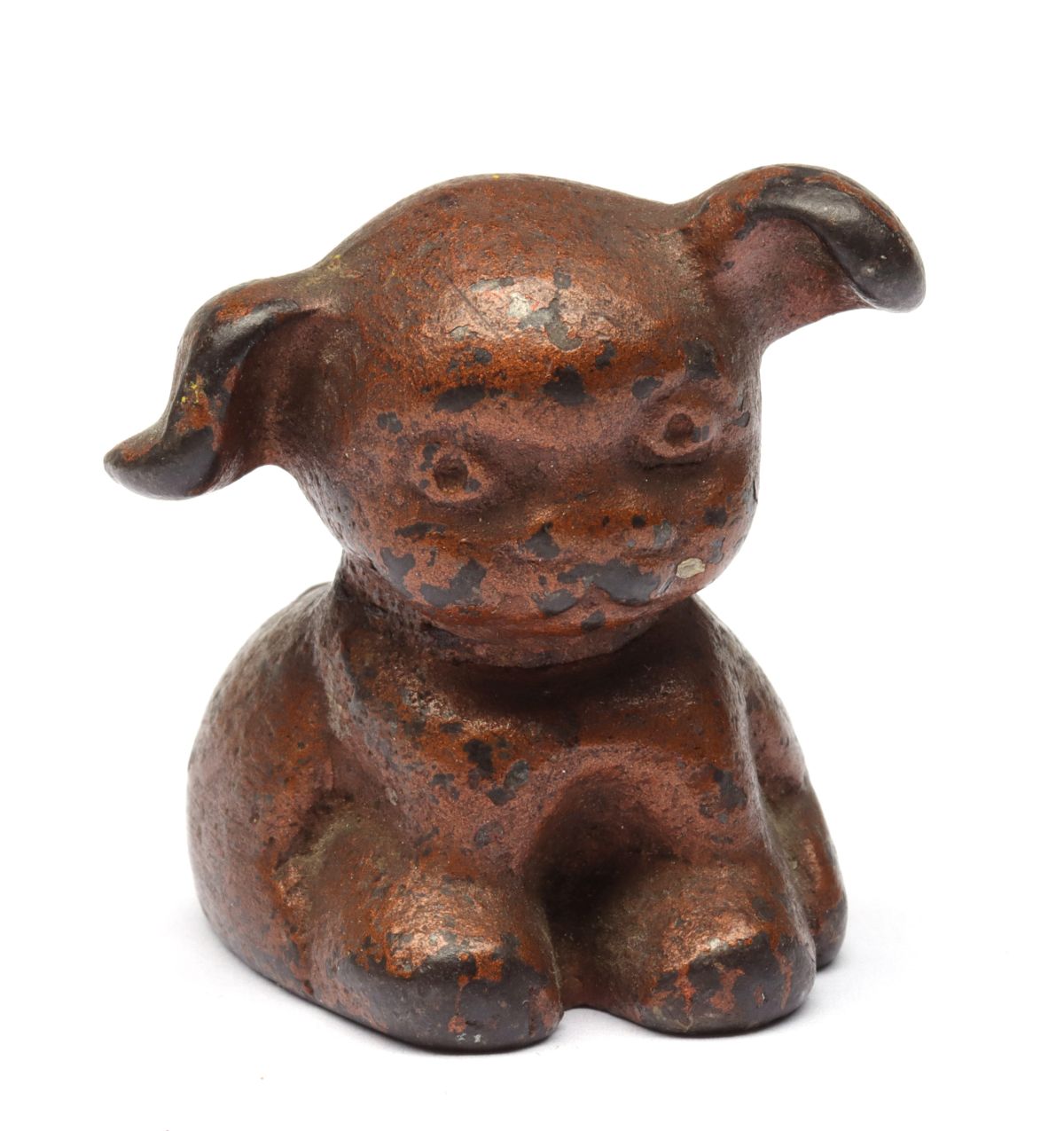 Appraisal: CAST IRON 'DALL B-N' ADVERTISING PUP PAPERWEIGHTRaised lettering on the