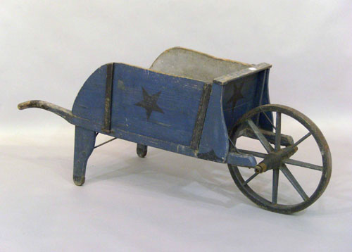 Appraisal: Blue painted wheel barrel th c