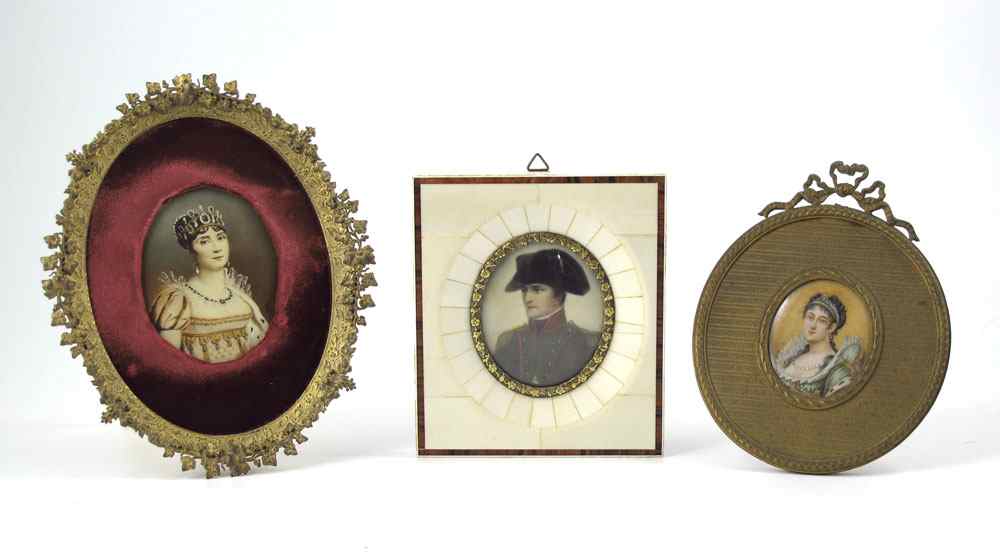 Appraisal: MINIATURE PAINTINGS OF NAPOLEON JOSEPHINE To include Portrait of Napoleon