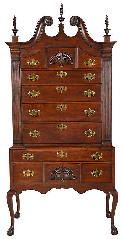 Appraisal: Fine New England Chippendale Mahogany High Chest Massachusetts - bonnet