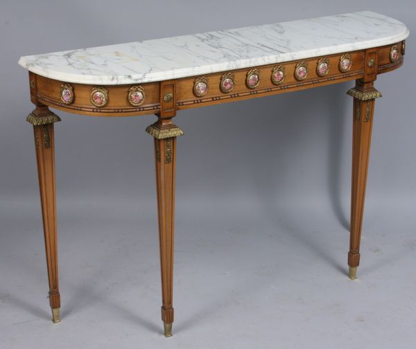 Appraisal: Mid- th Century Italian marble top sofa table enhanced with