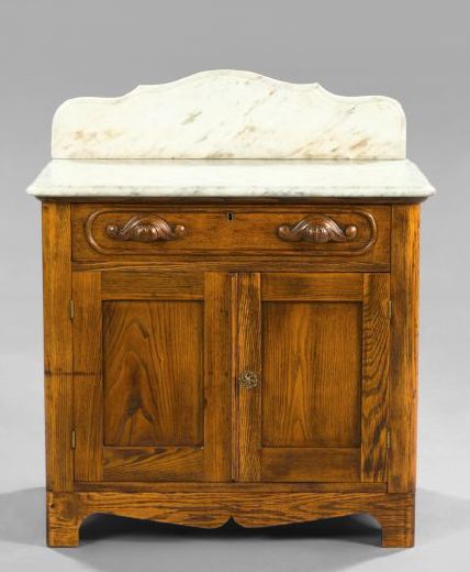 Appraisal: American Rococo Revival Chestnut and Marble-Top Washstand third quarter th