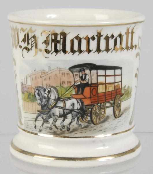 Appraisal: Horse-Drawn Wagon Shaving Mug Description Marked M G Martratt across