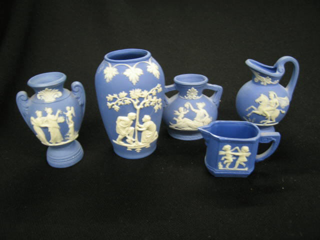 Appraisal: Blue German Jasperware Miniatures vases creamers