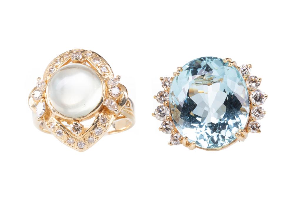 Appraisal: Two kt Yellow Gold Diamond and Aquamarine Ring and Diamond