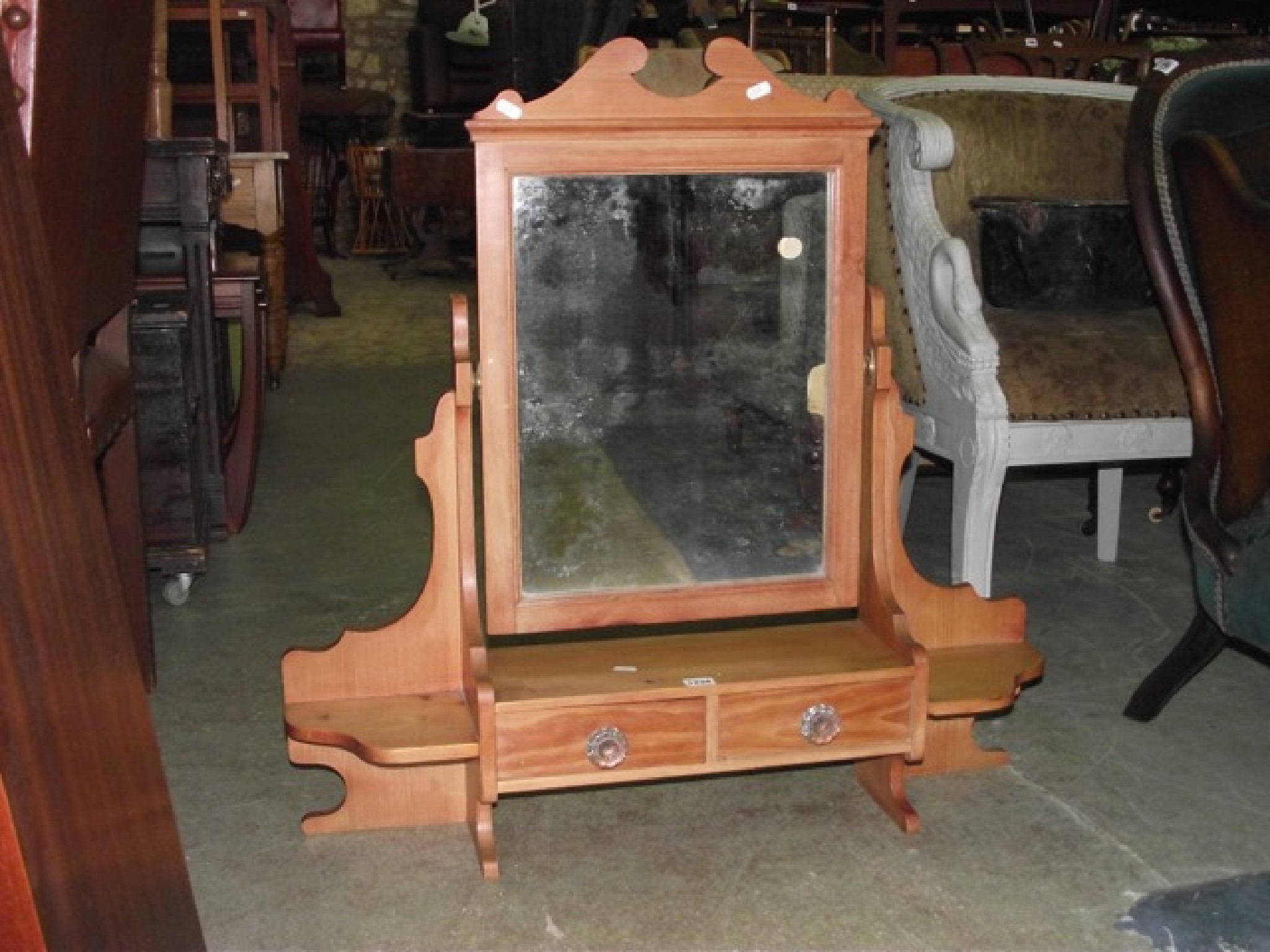 Appraisal: A stripped pine dressing table mirror with rectangular plate and