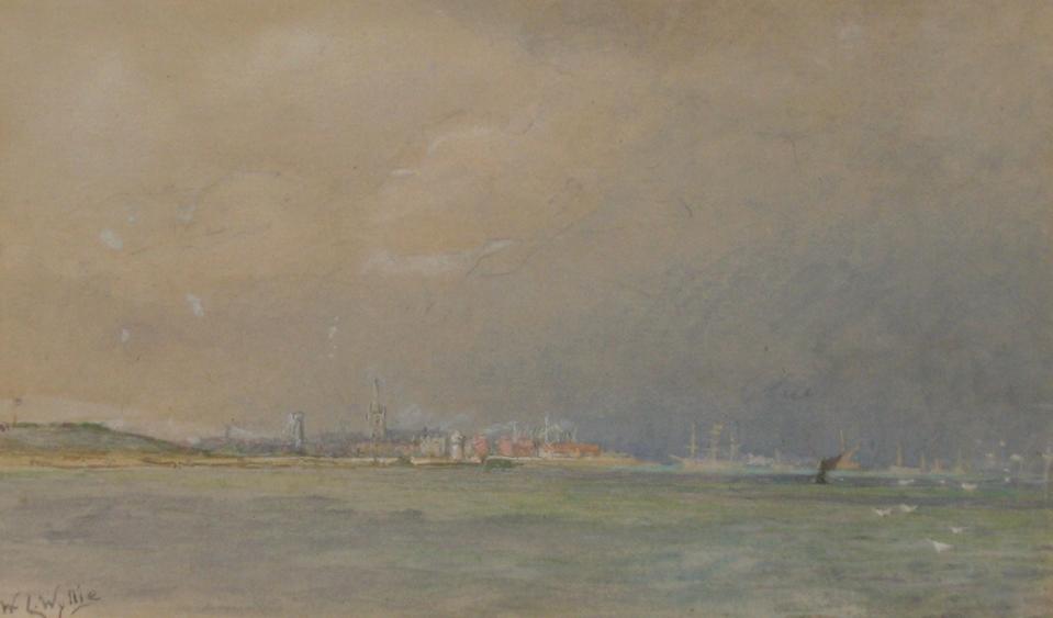 Appraisal: MANNER OF W L WYLLIE Southampton Water signed watercolour and