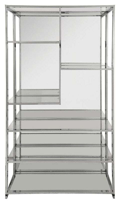 Appraisal: Mirrored Glass and Chrome Display Shelf modern stepped form with