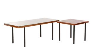 Appraisal: Two Modern Rosewood Veneer Iron Tables American th century Two