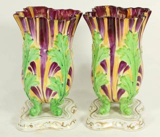 Appraisal: Pair of Continental porcelain tulip form vases Pair of Continental